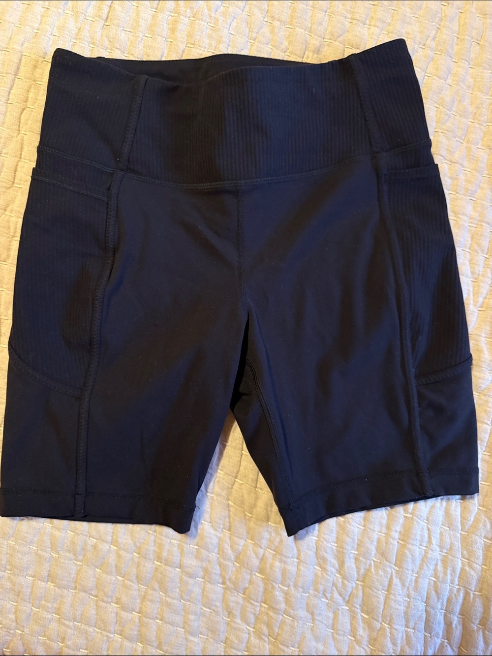 Mondetta Black High-Rise Bike Shorts with Side Pockets
